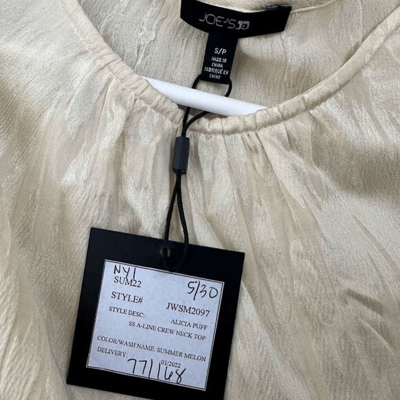 NWT Joe's Womens Summer Melon Alicia Puff Sleeve Crew Neck Top Size SP JWSM2097 - Picture 12 of 12